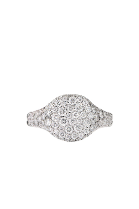 Chevron Pinky Ring, 18K White Gold & Diamonds